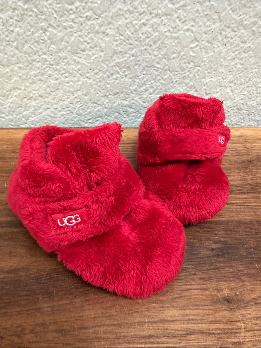 UGG Baby Bixbee booties, size 4-5 infant red